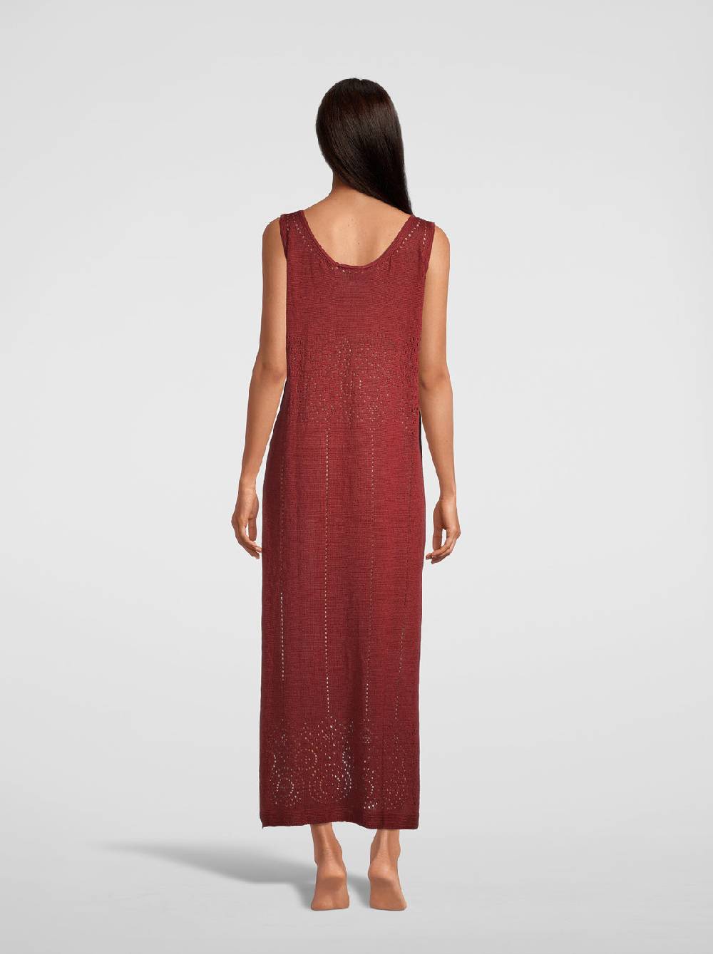 Oscalito Abito lungo senza maniche in maglia di puro lino 6588 Saldi Di Fabbrica