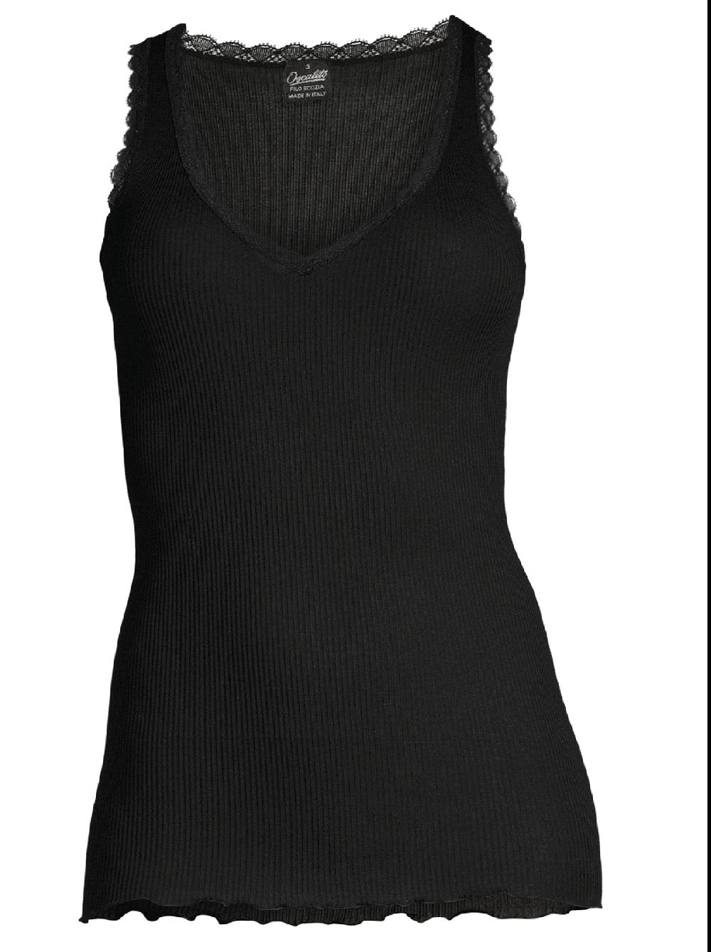 Oscalito Canotta Filoscozia® Scollo a V con Micro Pizzo Leavers 3172 Vendita calda