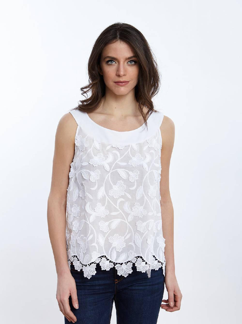 Oscalito Top in Voile di Cotone con Ricamo Surposé 4910 Lightning offer