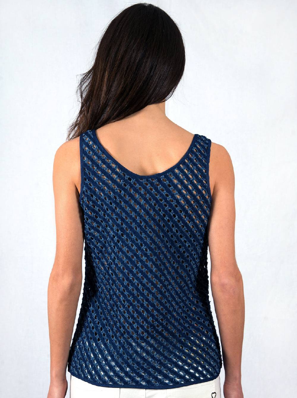 Oscalito Canotta in misto cotone denim laserato 4600 Offerte stagionali