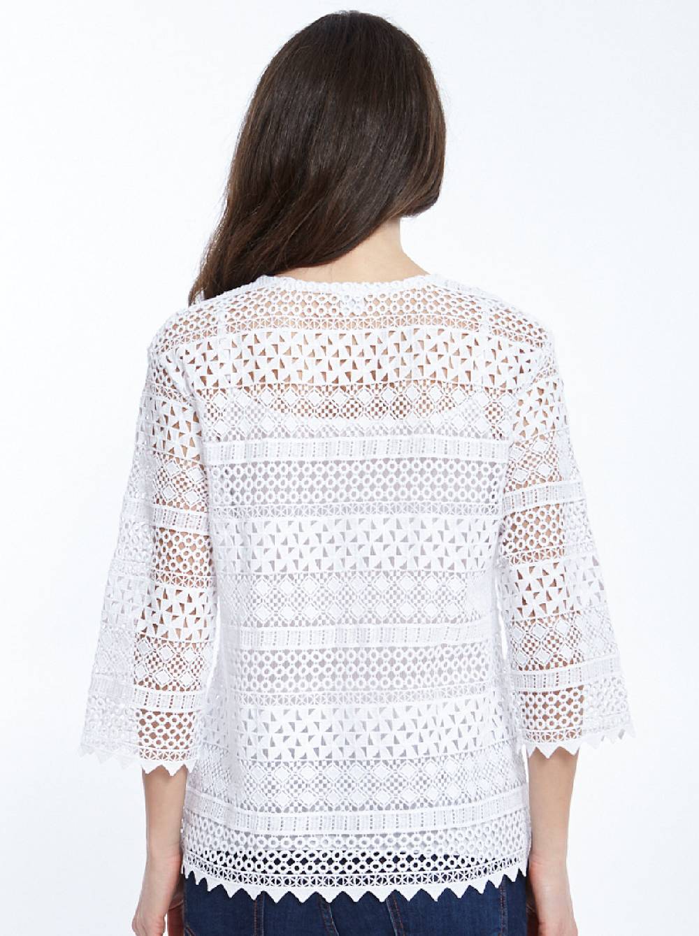 Oscalito Cardigan a maniche midi Allover Macramè Cotone 4536 Prezzo basso