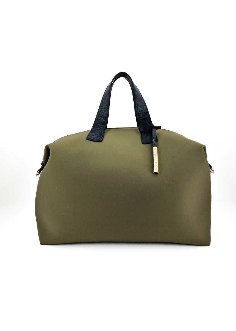 Paola T. Bauletto large in neoprene con dettagli oro Saldi Di Fabbrica