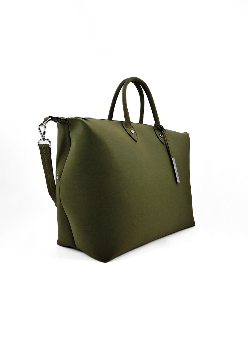 Paola T. Bauletto large in neoprene con dettagli argento Fornitura limitata