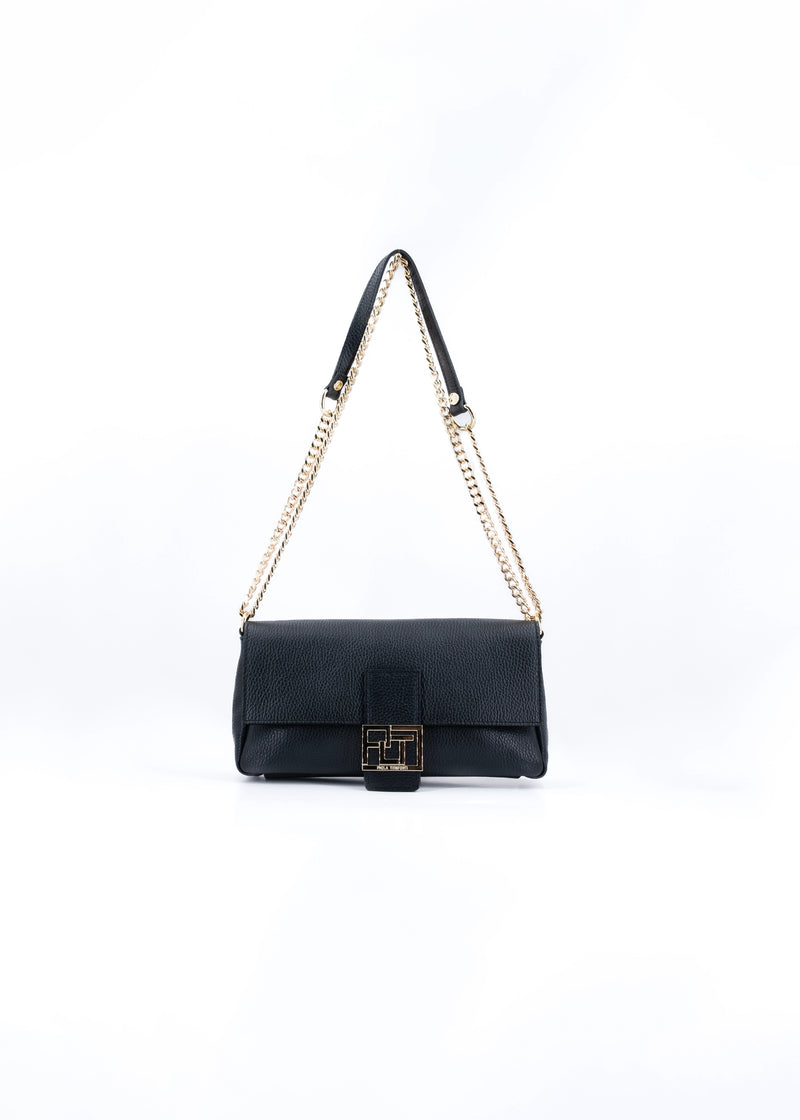 Paola T. Baguette medium in pelle morbida con dettagli oro Vendite stagionali