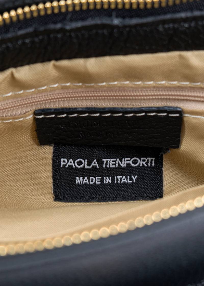 Paola T. Baguette medium in pelle morbida con dettagli oro Vendite stagionali