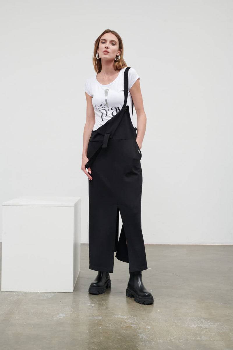 Paola T. Salopette gonna in cotone stretch Fino al 55% di sconto