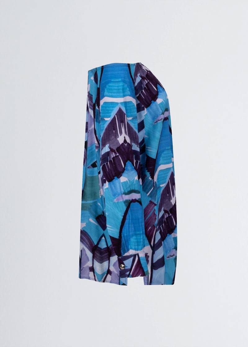 Paola T. Camicia in viscosa stampa Palm Blue 2025