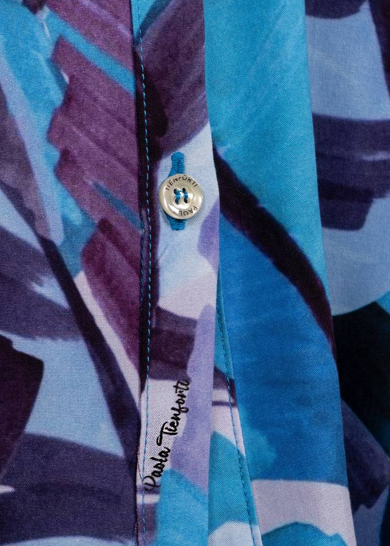 Paola T. Camicia in viscosa stampa Palm Blue 2025