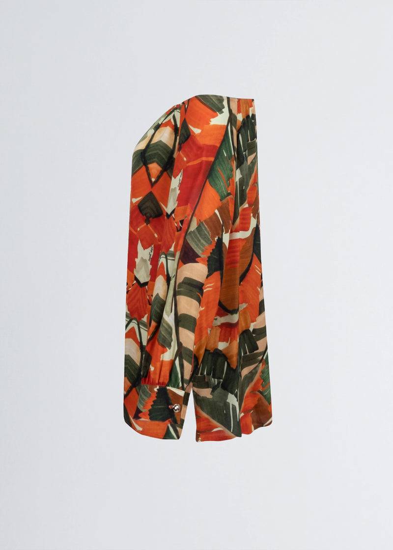 Paola T. Camicia in viscosa stampa Palm Orange Negozi Online