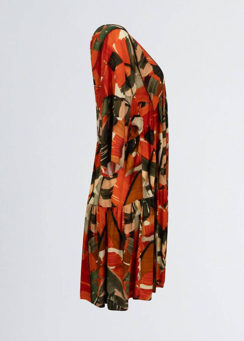 Paola T. Abito in viscosa stampa palm Online