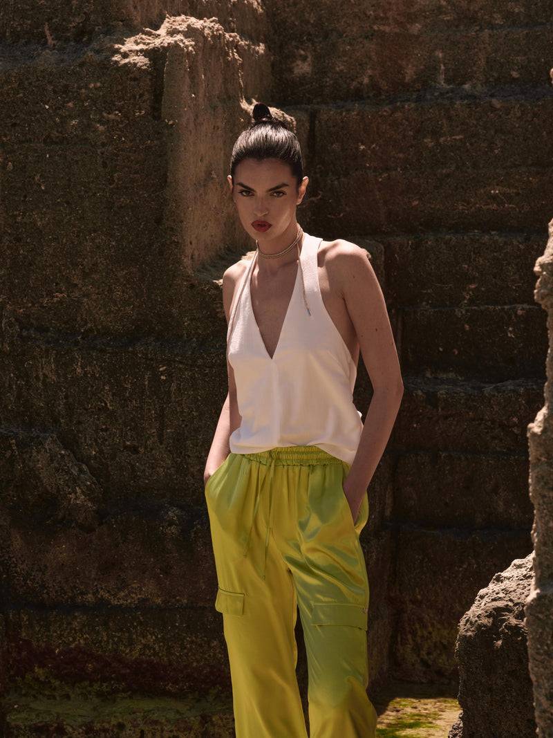 Paola T. Pantalone cargo in raso di viscosa Hotsell