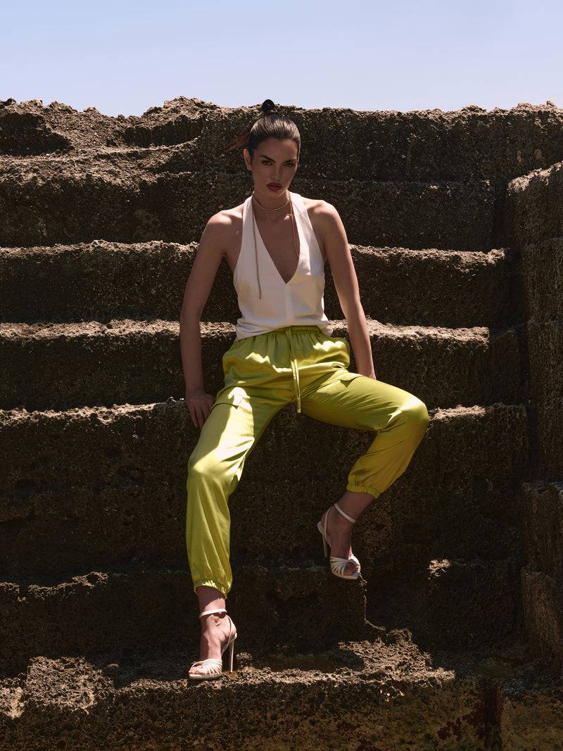 Paola T. Pantalone cargo in raso di viscosa Hotsell