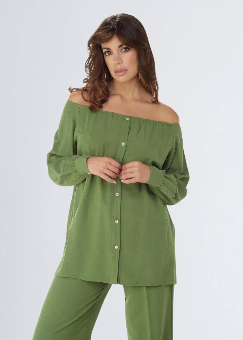Paola T. Camicia in lino e viscosa Latest stili