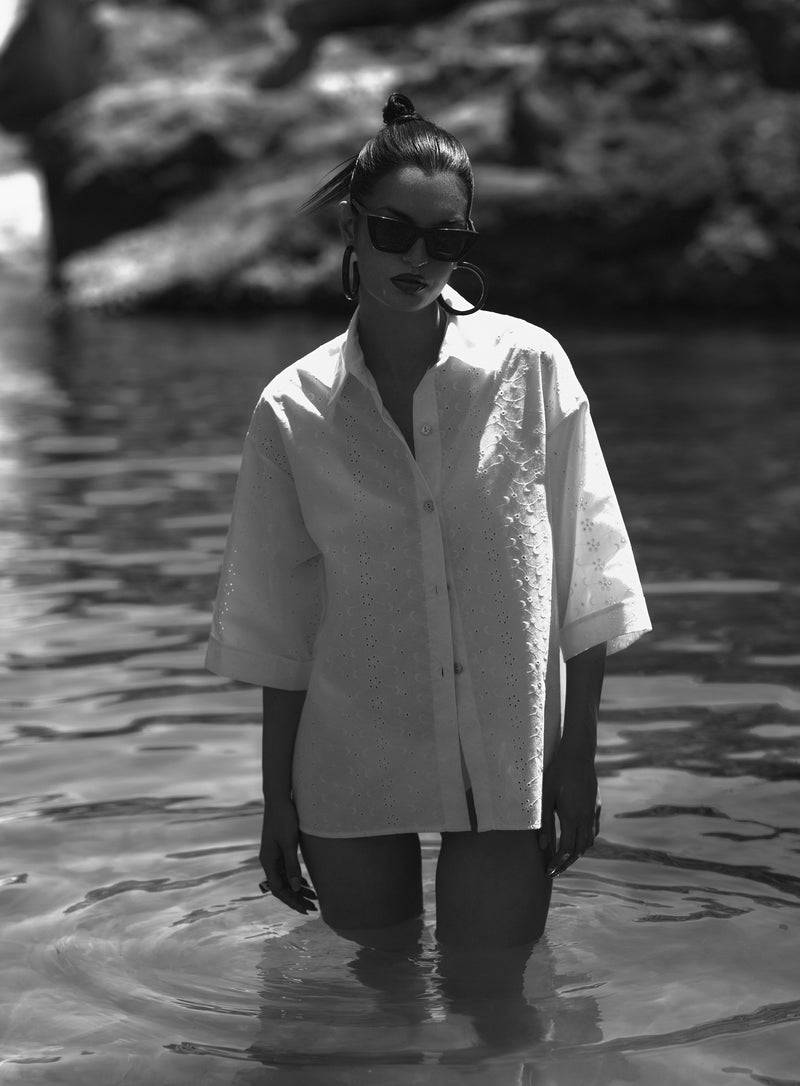 Paola T. Camicia In cotone sangallo Discount Store per i nuovi prodotti