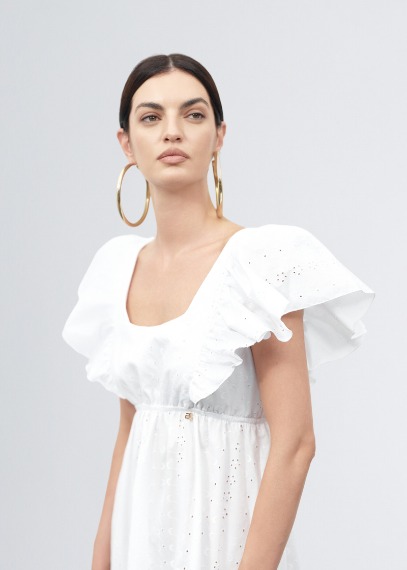 Paola T. Abito lungo in cotone sangallo 50% di sconto con spedizione gratuita