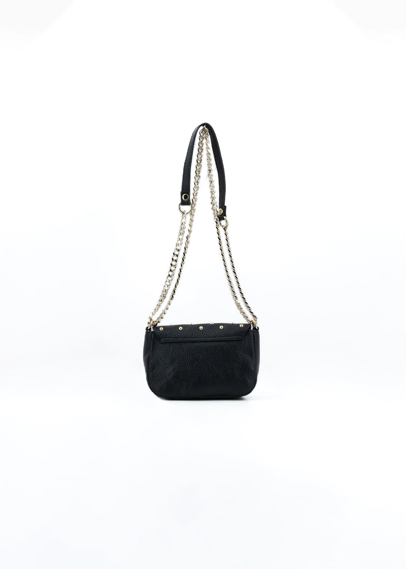 Paola T. Baguette mini in pelle con rivetti oro Italia