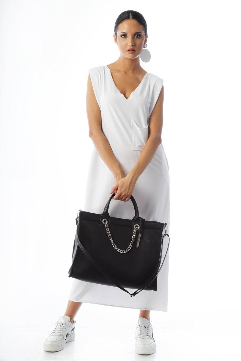 Paola T. Shopper large in traforato con dettagli argento Nuovo