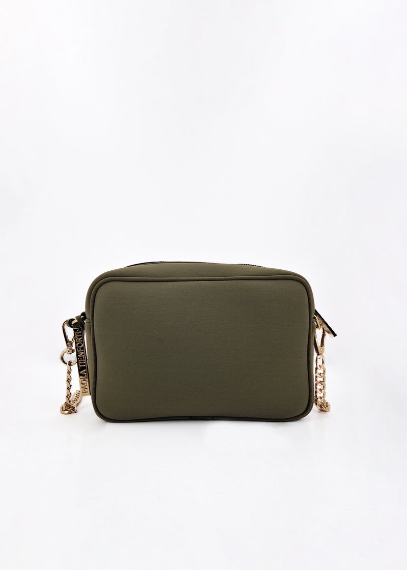 Paola T. Borsa a tracolla in neoprene con dettagli oro Soddisfazione Garantita