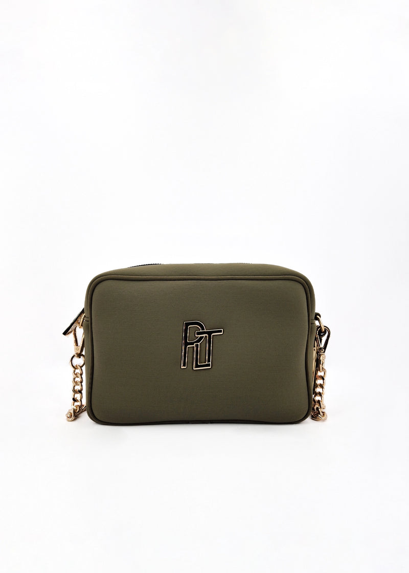 Paola T. Borsa a tracolla in neoprene con dettagli oro Soddisfazione Garantita