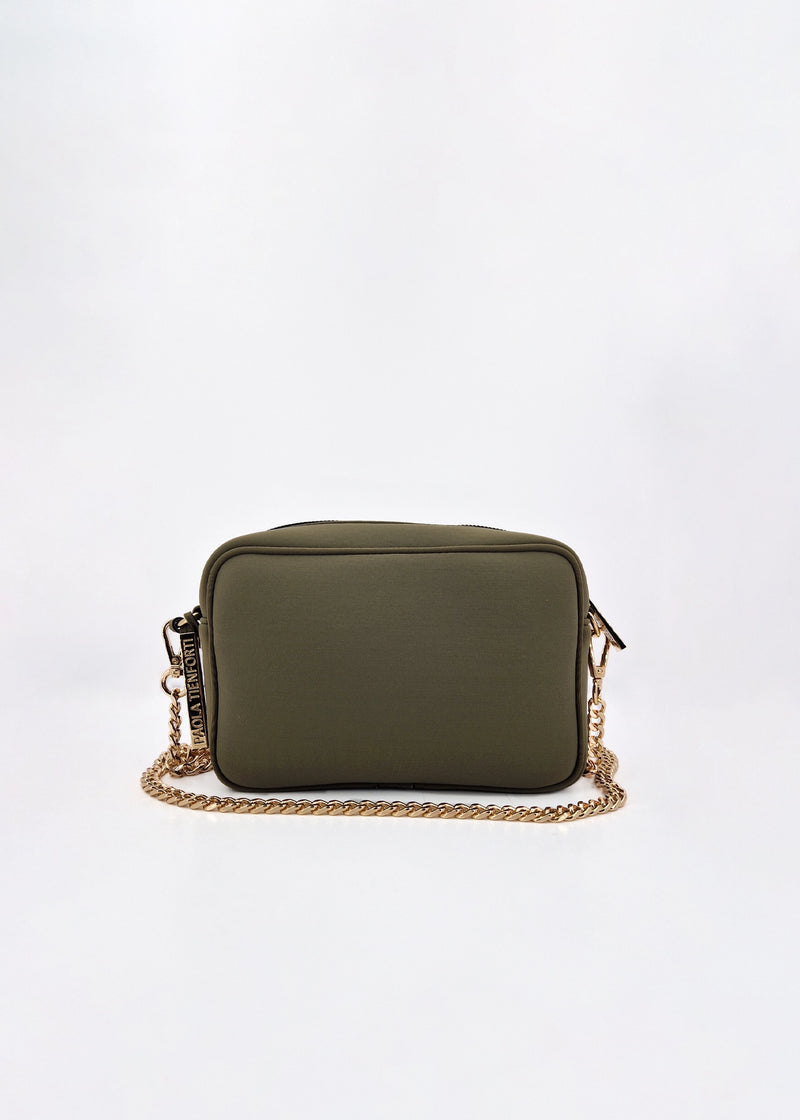 Paola T. Borsa a tracolla in neoprene con dettagli oro Soddisfazione Garantita
