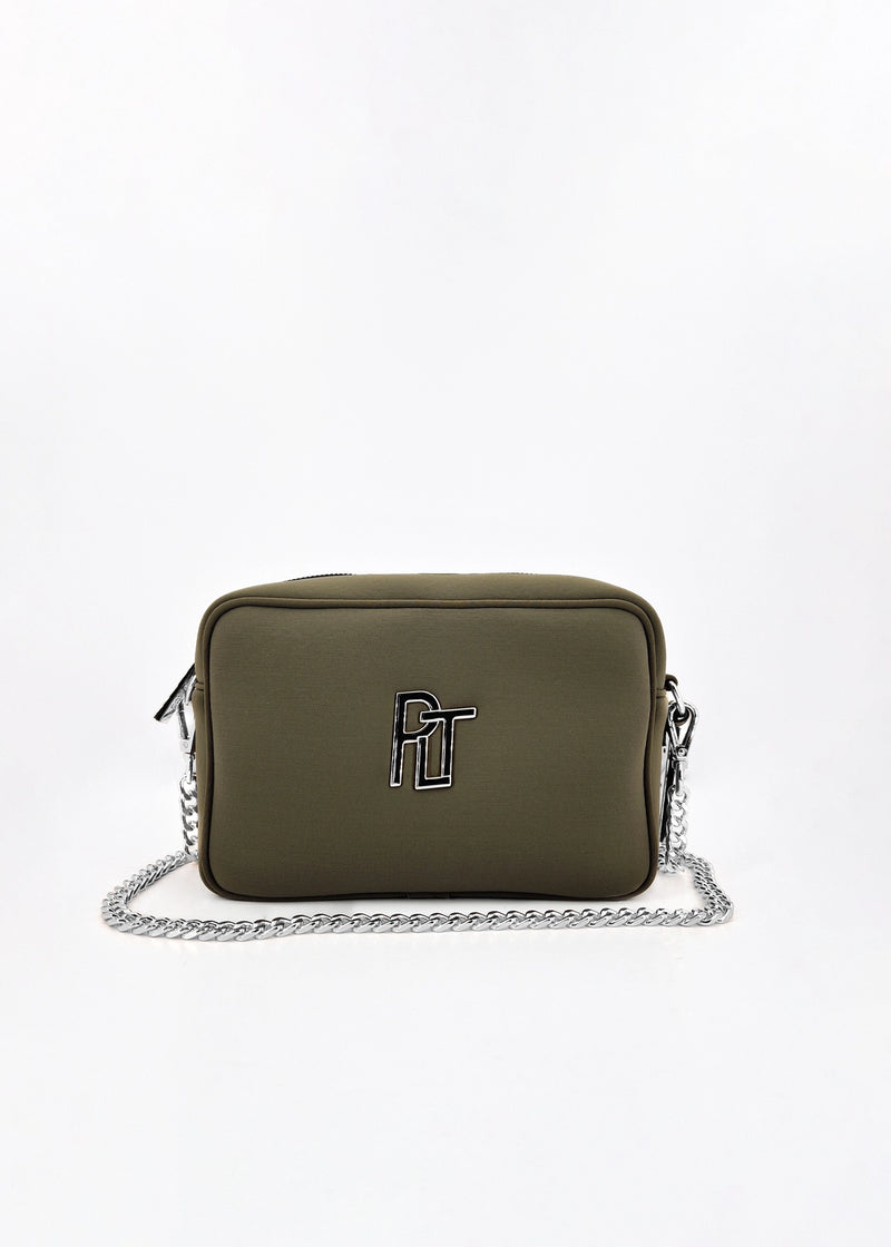 Paola T. Borsa a tracolla in neoprene con dettagli argento Qualità Garantita