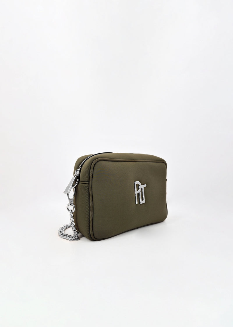 Paola T. Borsa a tracolla in neoprene con dettagli argento Qualità Garantita