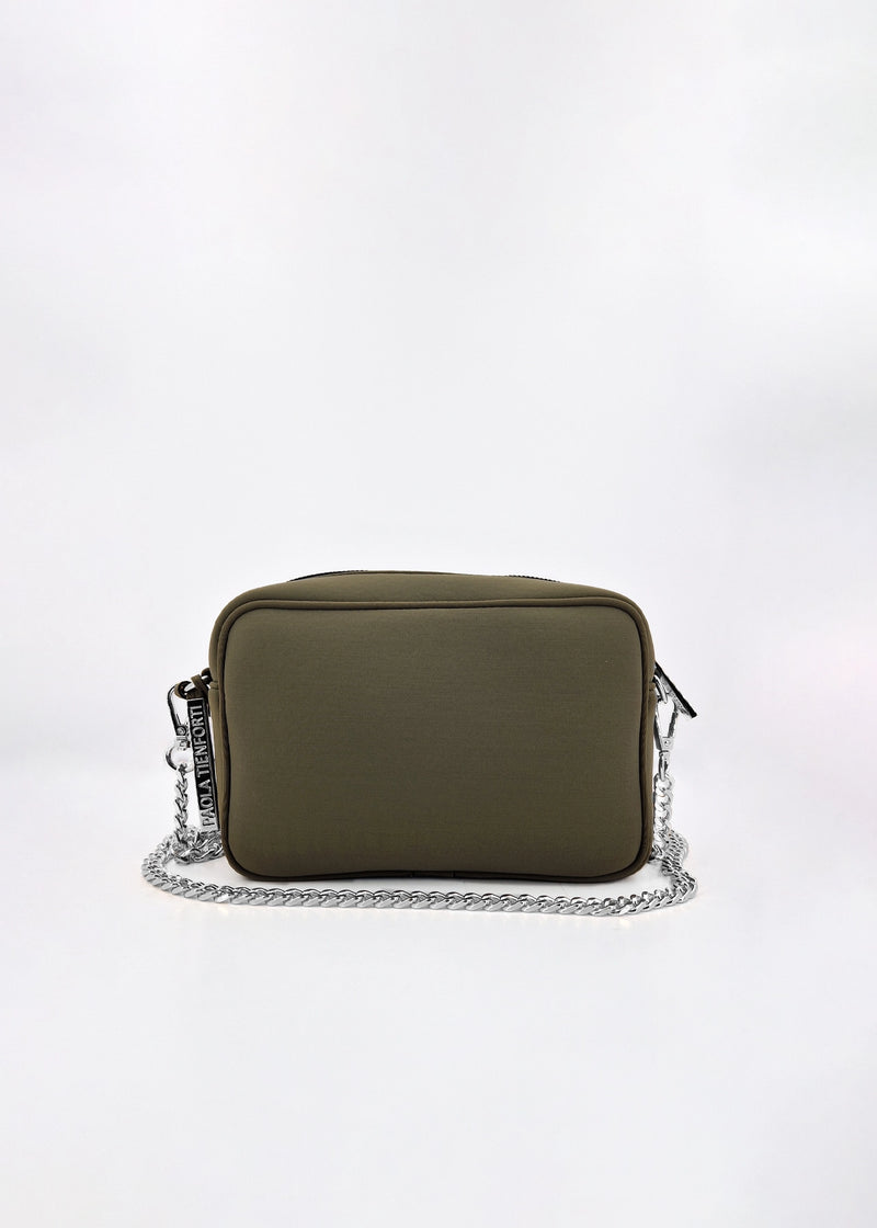 Paola T. Borsa a tracolla in neoprene con dettagli argento Qualità Garantita