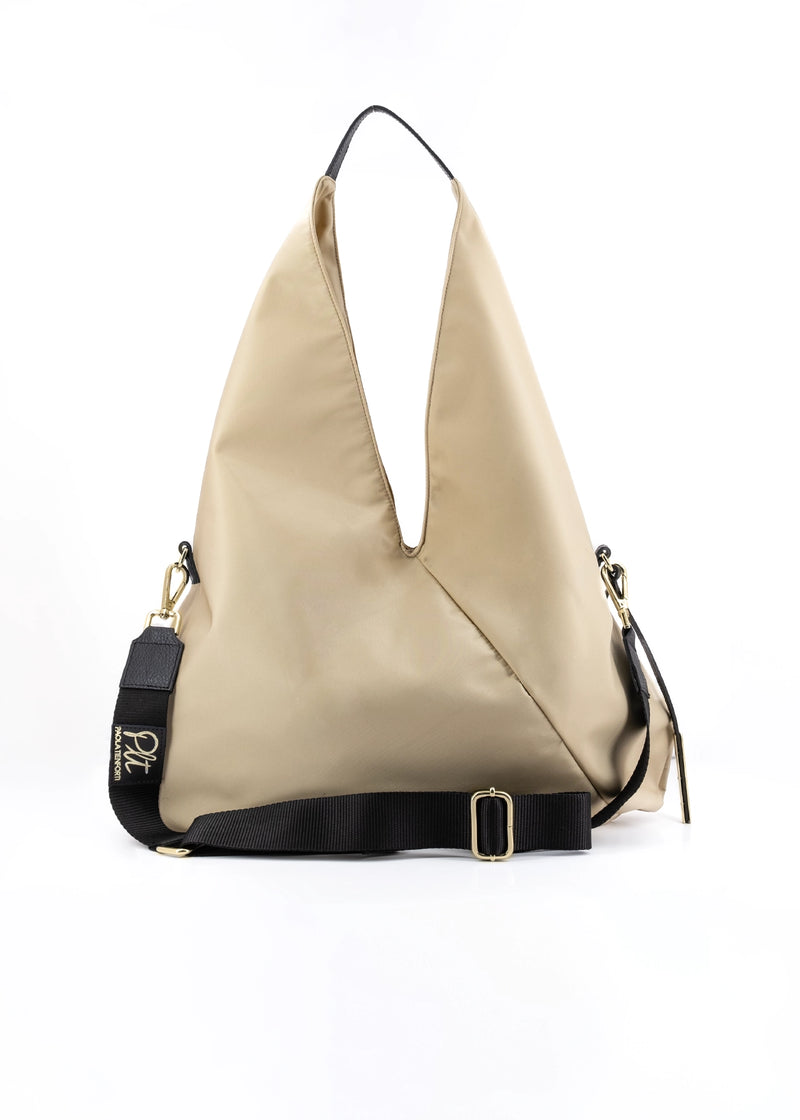 Paola T. Sacca hobo in nylon con dettagli oro Sottocosto