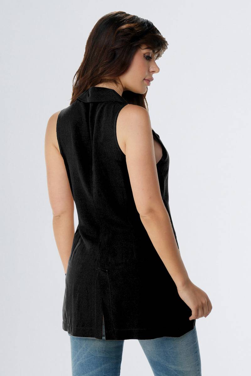 Paola T. Gilet in lino e viscosa Spedizione gratuita