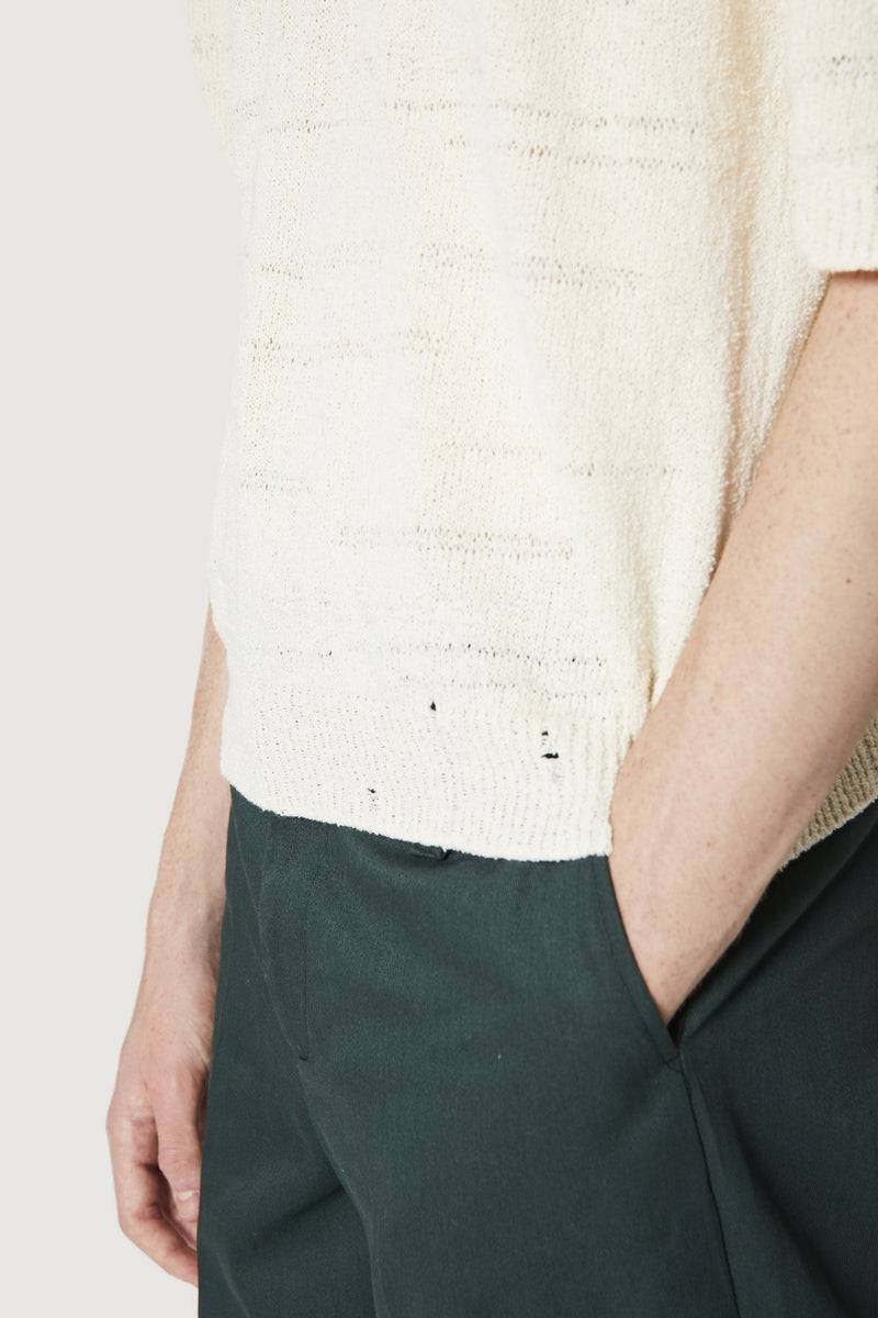 ﻿Paura ADAM KNIT POLO SHIRT OFF WHITE Fino Al -60%