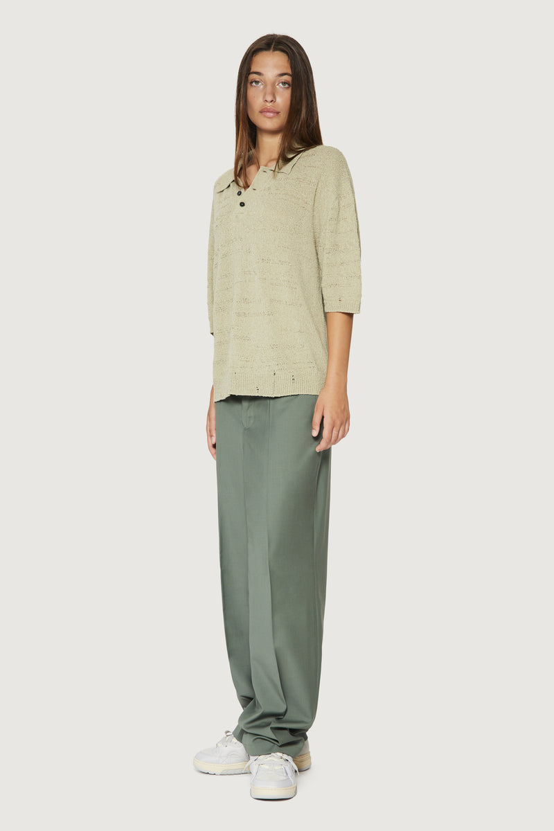 Paura ADAM KNIT POLO SHIRT SAGE Shopping Online