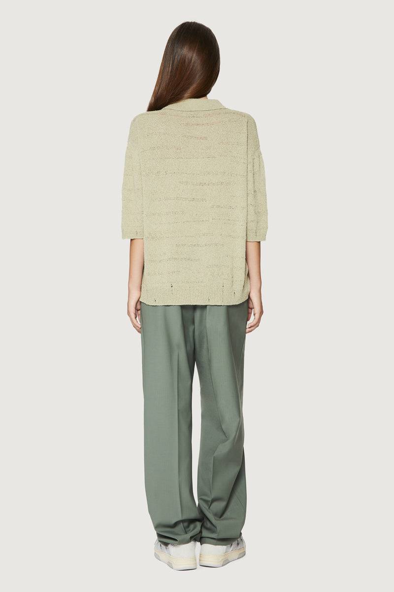 Paura ADAM KNIT POLO SHIRT SAGE Shopping Online