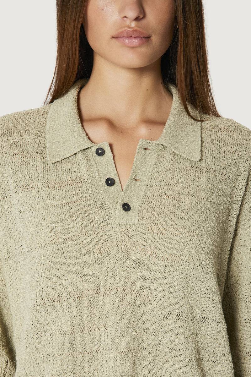 Paura ADAM KNIT POLO SHIRT SAGE Shopping Online