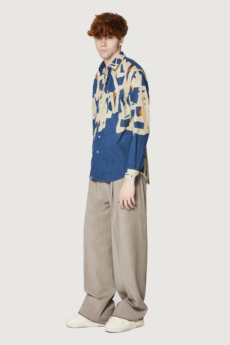 Paura BRUCE OVERSIZED SHIRT MODULO BLUE Sottocosto
