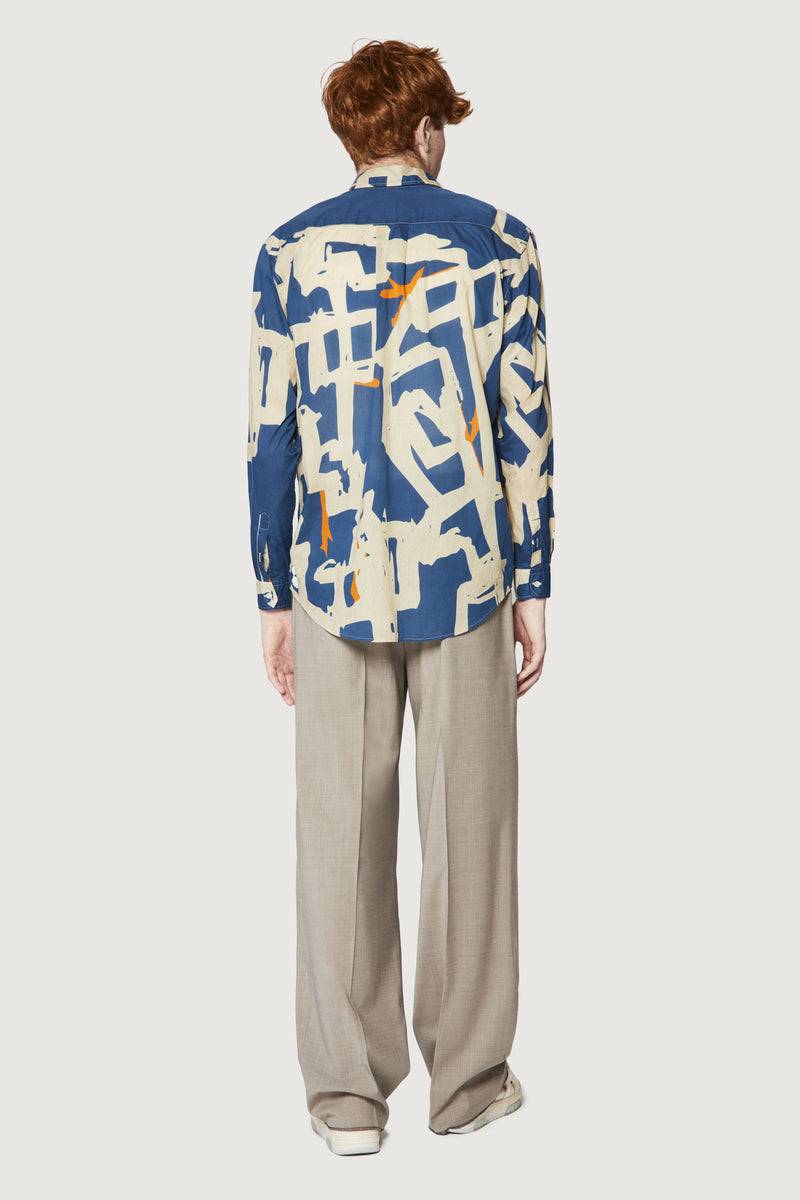 Paura BRUCE OVERSIZED SHIRT MODULO BLUE Sottocosto