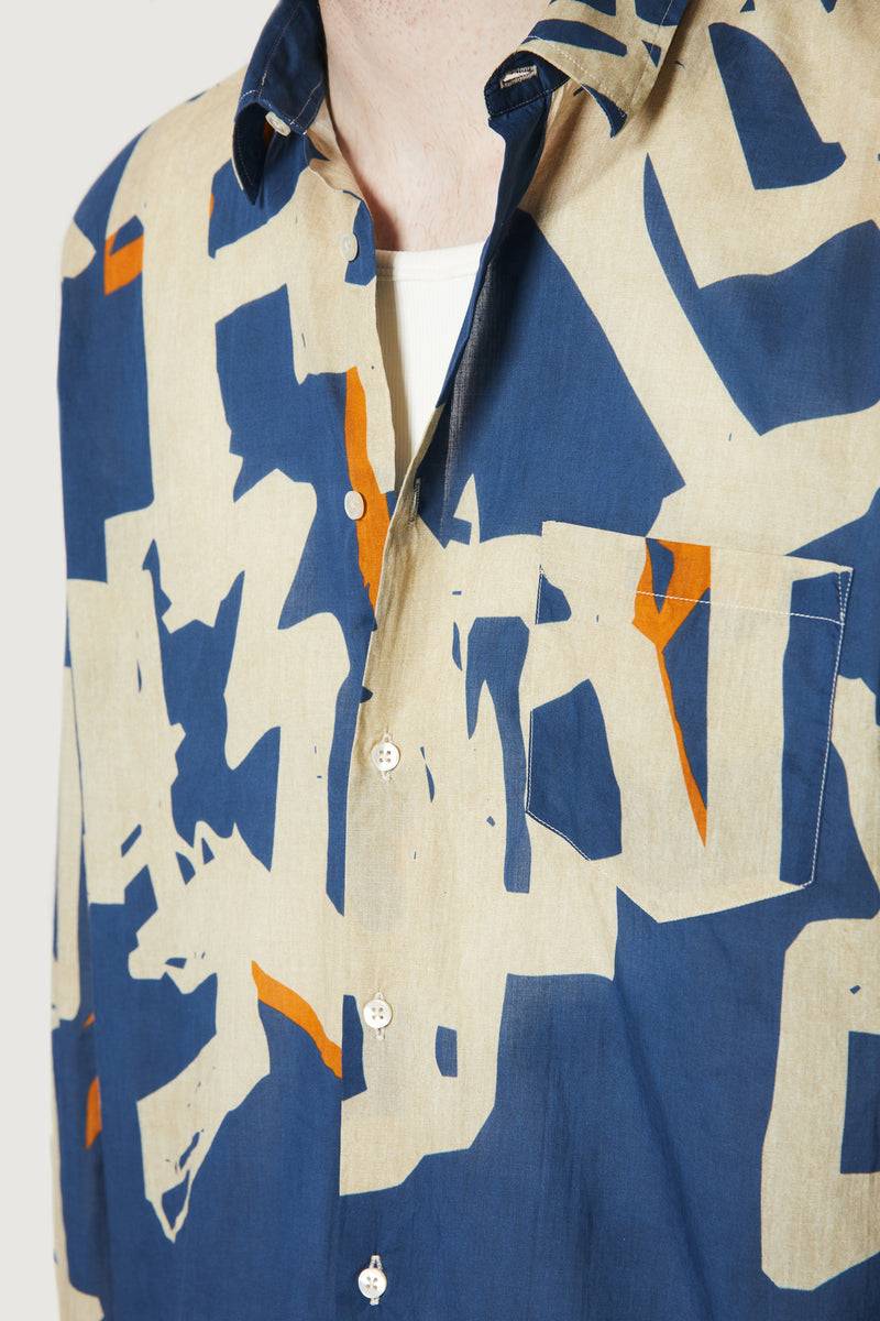 Paura BRUCE OVERSIZED SHIRT MODULO BLUE Sottocosto