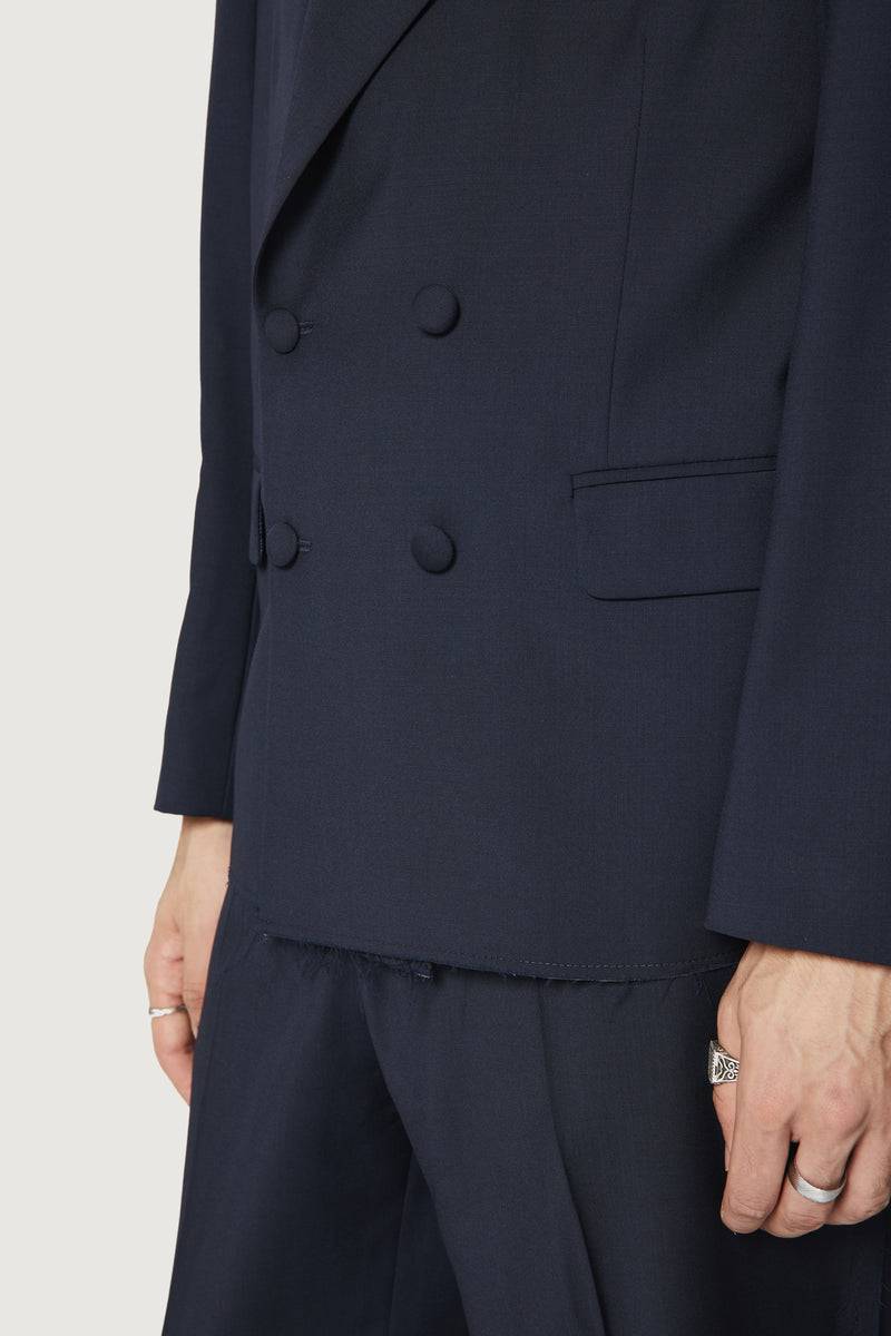 Paura CASSEL DOUBLEBREASTED SUIT JACKET DARK BLUE Economico