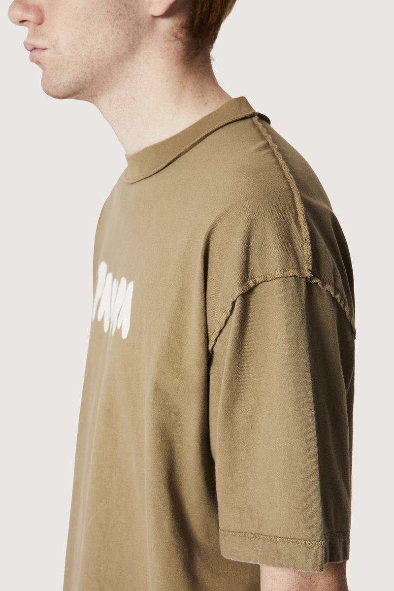 Paura COSTA OVERSIZED T-SHIRT BOLD LOGO MUD In Vendita