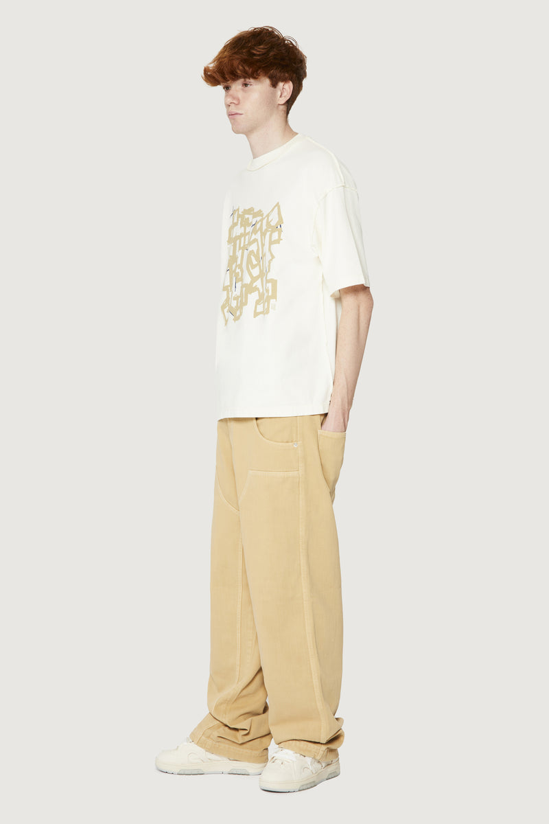 Paura COSTA OVERSIZED T-SHIRT MODULO OFF-WHITE Vendita Calda