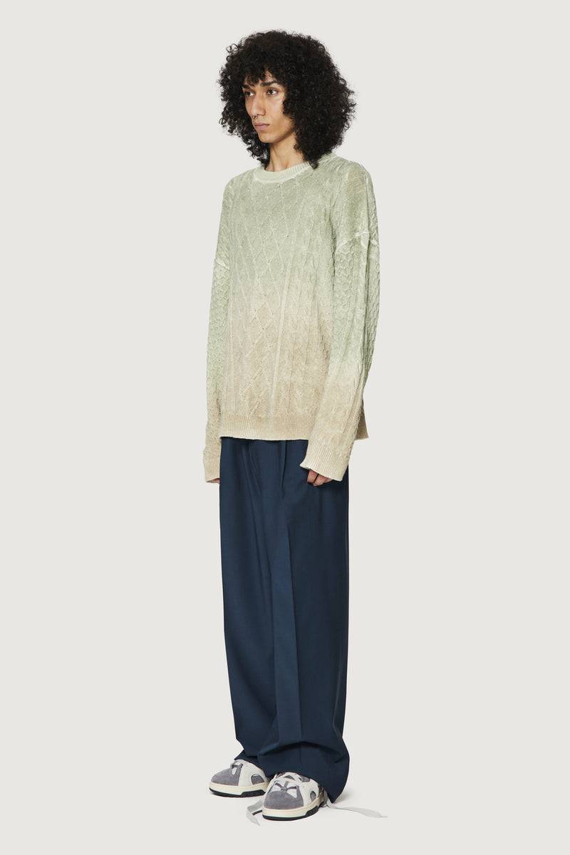 Paura DEREK SWEATER GREEN/BEIGE Moda