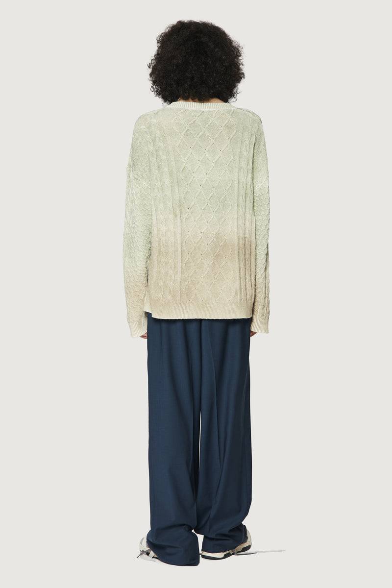 Paura DEREK SWEATER GREEN/BEIGE Moda