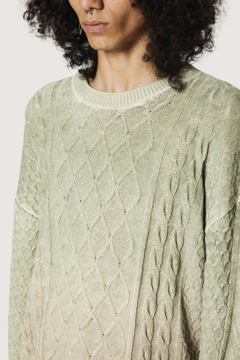 Paura DEREK SWEATER GREEN/BEIGE Moda