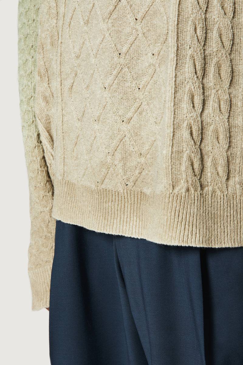 Paura DEREK SWEATER GREEN/BEIGE Moda