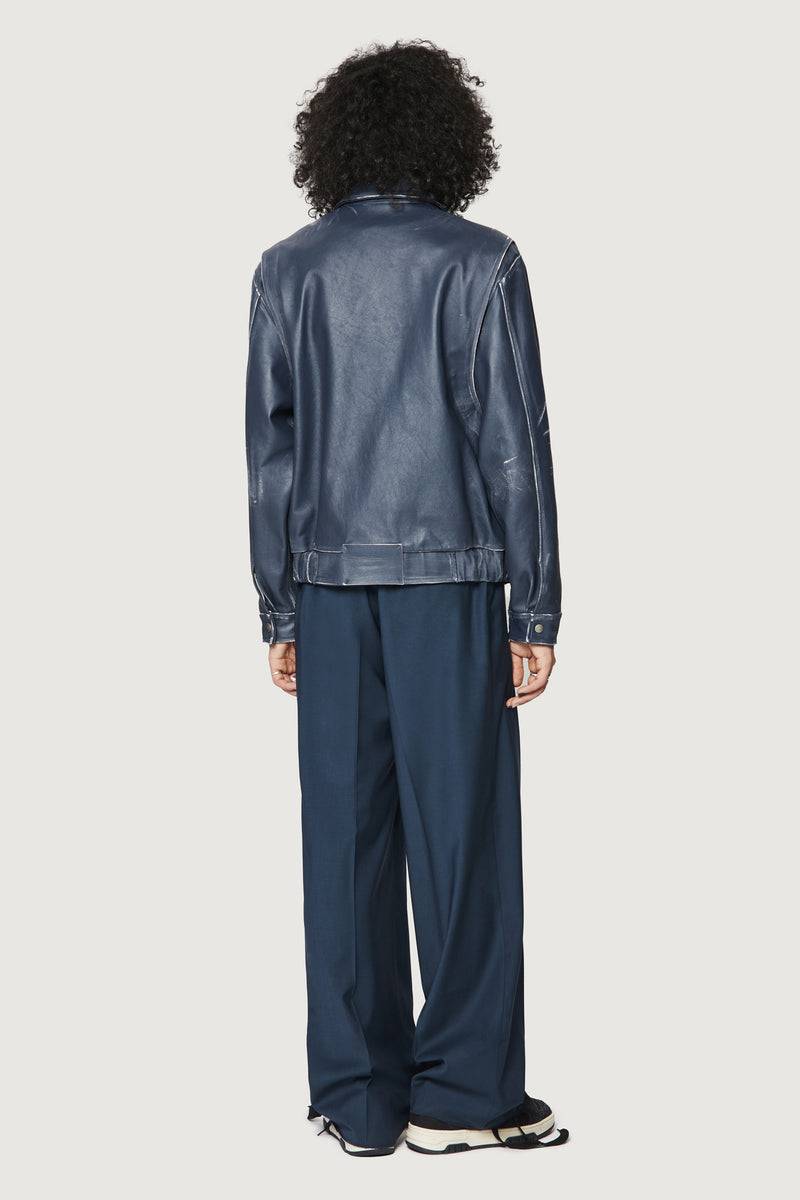 Paura EFREM LEATHER JACKET BLUE 2025