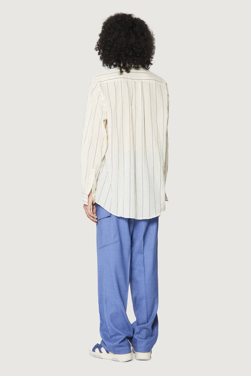 Paura ERZIN OVERSIZED SHIRT OFF-WHITE WITH STRIPES Ritorno libero