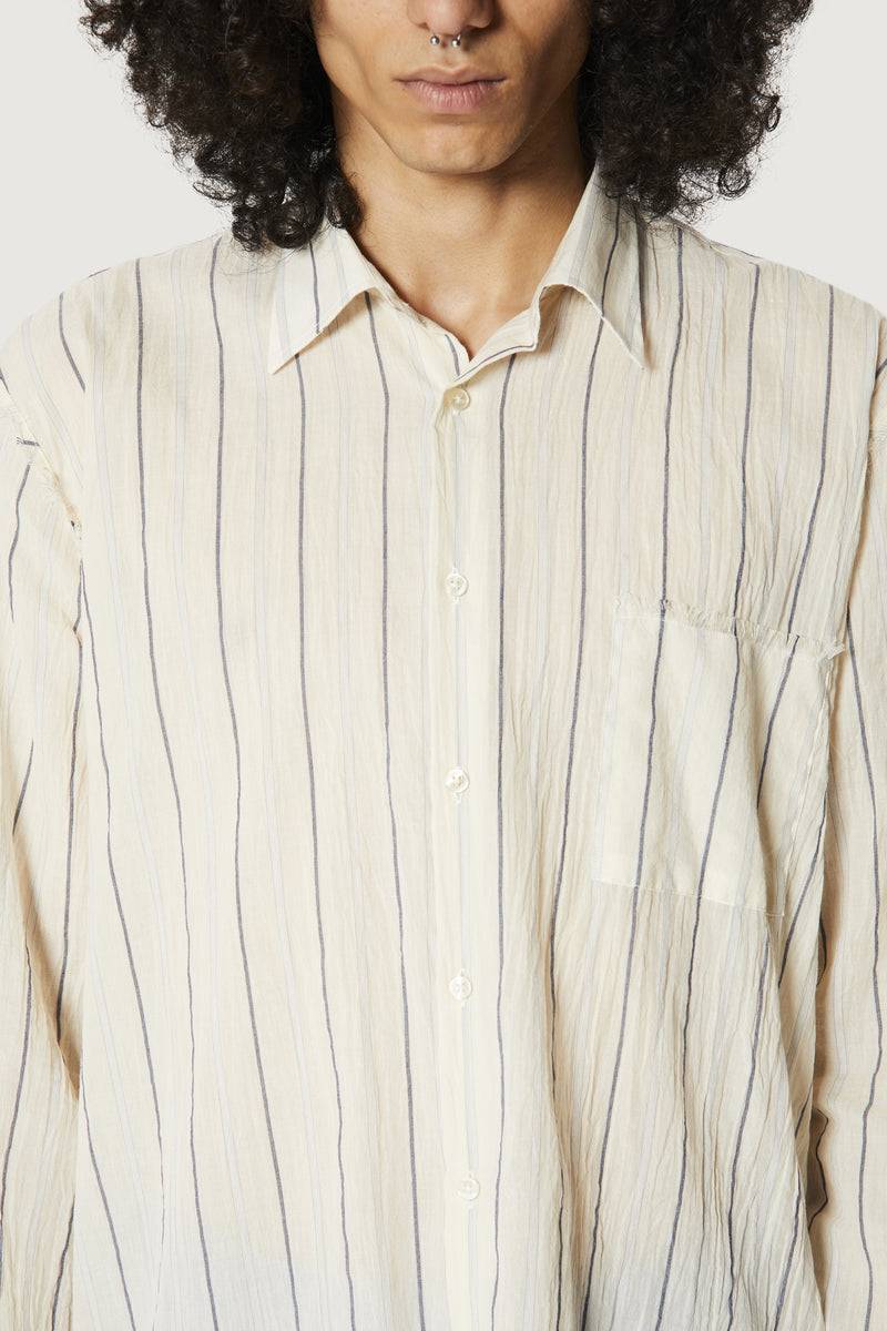 Paura ERZIN OVERSIZED SHIRT OFF-WHITE WITH STRIPES Ritorno libero