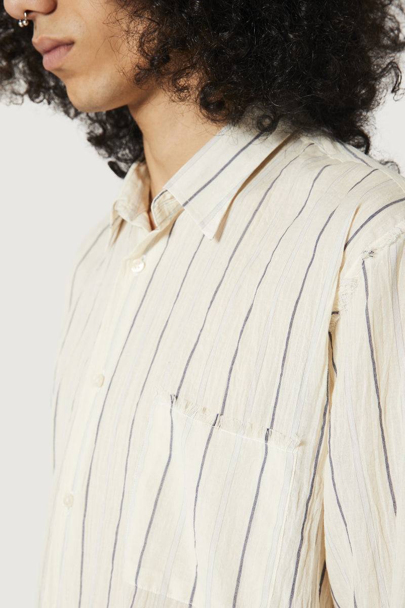 Paura ERZIN OVERSIZED SHIRT OFF-WHITE WITH STRIPES Ritorno libero