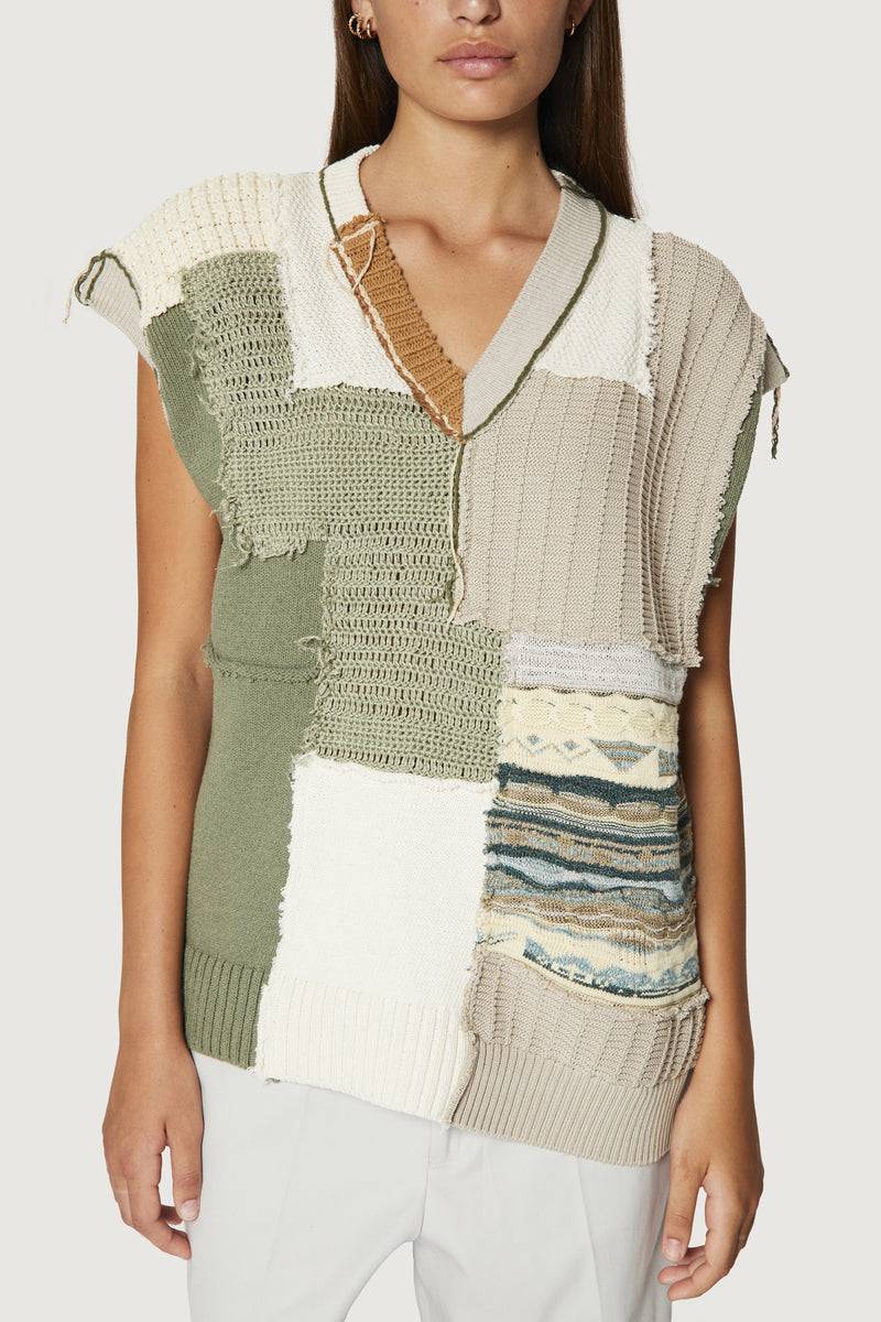 Paura NABIL PATCHWORK VEST MULTICOLOR Negozio