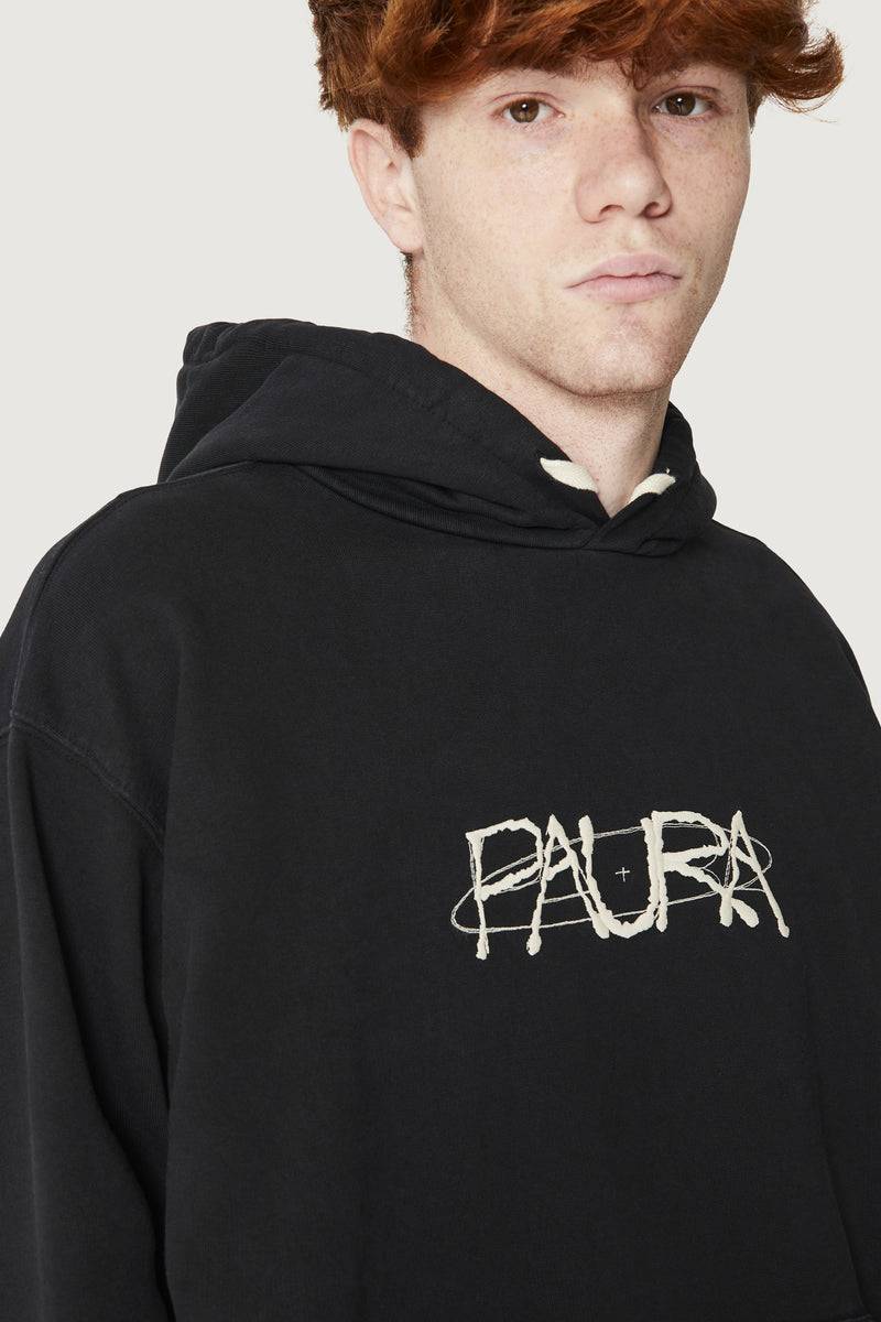 Paura SANTI HOODIE SWEATSHIRT COSMIC LOGO BLACK Negozi Online