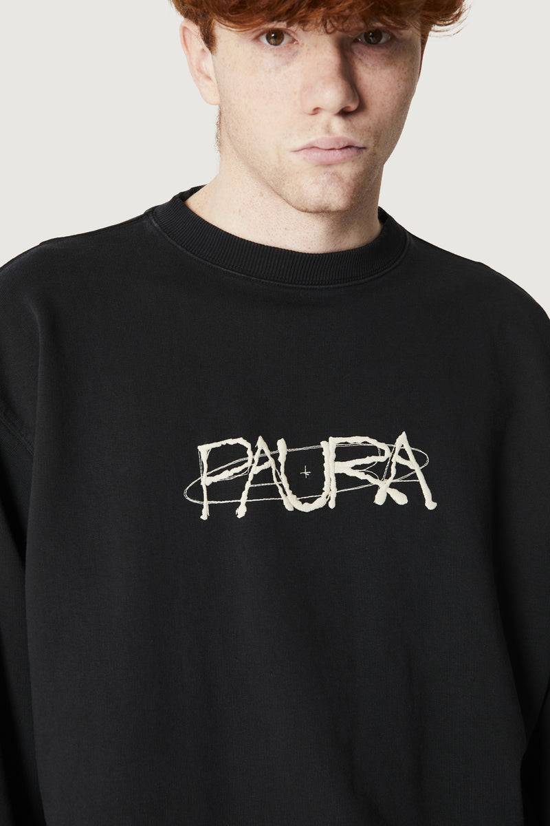 Paura SAMUEL CREWNECK SWEATSHIRT COSMIC LOGO BLACK Negozio